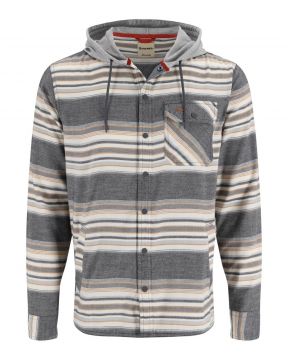 Simms Santee Flannel Hoody Black/Slate Blanket Stripe 